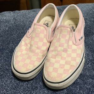 Pink and Cream Checker Vans